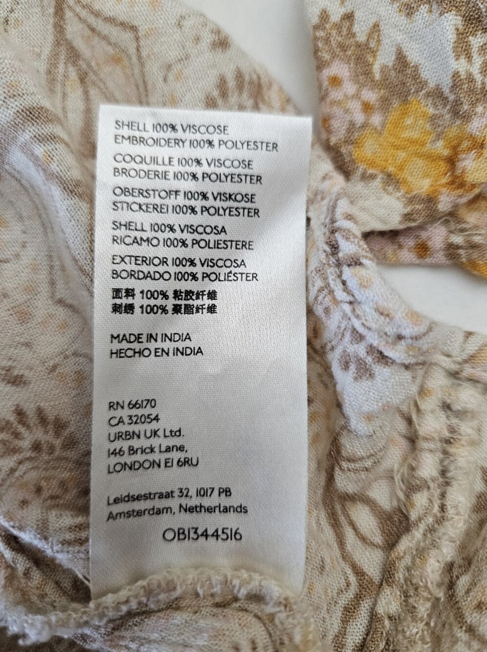 Free People Cream Floral Tunic with Mustard and Brown Accents - Picture 6 of 12